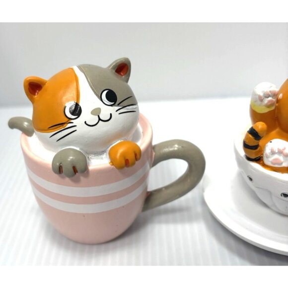 Ganz Teacup Cat Figurines 3pc Set Ceramic Kitten Collectible Home Decor Gift NEW - Picture 3 of 9